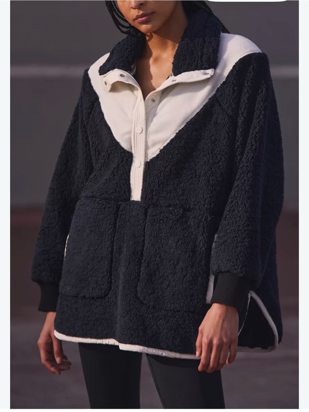 Free People Movement Fall To Rise Fleece Quarter Snap Oversized Sweatshirt Large